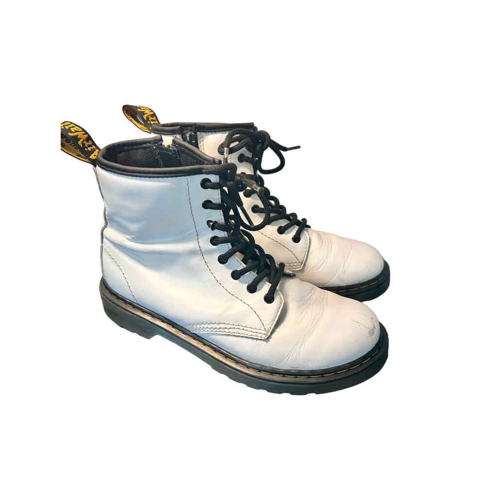 Dr. Martens Air Wair Kids Leather Delaney Ankle Boots White Black Size 5‎